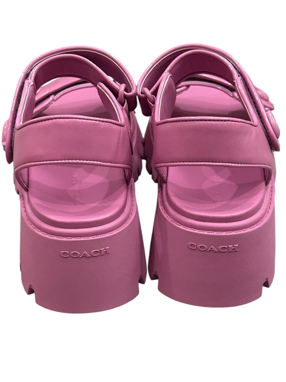 COACH Women's Pink Berry Brynn Double-Band Sporty Lug-SoleChunky Platform Sandal - Picture 11 of 16